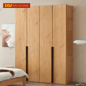 Tủ Quần Áo Veneer Sồi 4 Cánh Mở Có Ngăn Chứa Đồ Đa Dạng