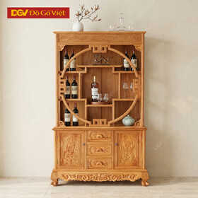 Tủ Rượu Chạm Gỗ Gõ Đỏ 1m2 Đẹp Giá Rẻ