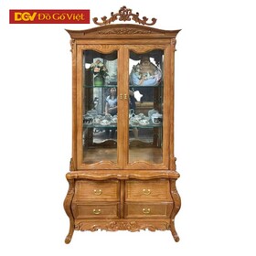 Tủ Rượu Cổ Điển Chân Cong Gỗ Sồi Nga Màu Hương Vàng Đẹp...