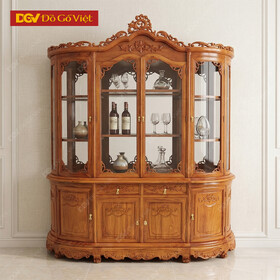 Tủ Rượu Gỗ Hương Đá Thiết Kế Đỉnh Cong Kiểu Cổ Điển...