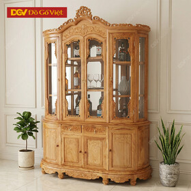 Tủ Rượu Phòng Khách Gỗ Gõ Đỏ 100% Kiểu Dáng Cổ Điển Chạm Trổ Tinh Xảo
