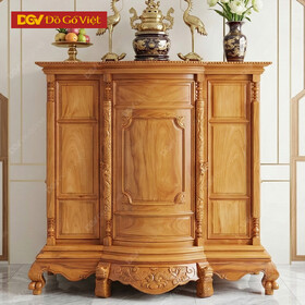 Tủ Thờ Căm Xe Mặt Gõ Bụng Phệ 6 Chân Trơn Đẹp Giá Rẻ