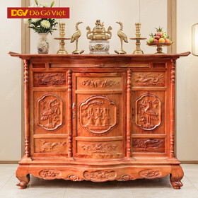 Tủ Thờ Cao Cấp Gỗ Hương Đá Chạm Phúc Lộc Thọ 1m53 Đẹp Giá Rẻ