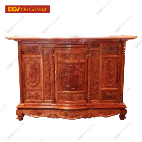 Tủ Thờ Gia Tiên Cỡ Lớn Gỗ Hương Đá Bụng Phệ Chạm Tam Đa...