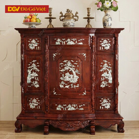 Tủ Thờ Gỗ 6 Chân Cẩn Ốc 147cm Màu Nâu Cánh Gián Cổ Điển...