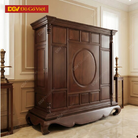 Tủ Thờ Gỗ Căm Xe Khung Pano Chân Lượn Sóng Nghệ Thuật