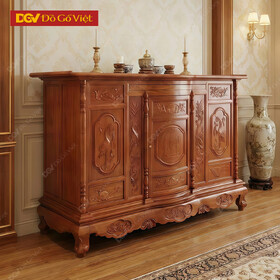 Tủ Thờ Gỗ Gõ Đỏ Bề Thế Chạm Khắc Tinh Xảo Phối Trụ...