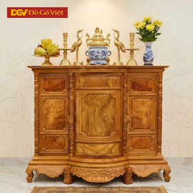 Tủ Thờ Gỗ Gõ Đỏ Bụng Phệ 8 Chân Trơn 1m75