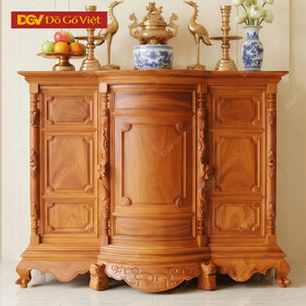 Tủ Thờ Gỗ Gõ Đỏ Bụng Phệ Trơn 6 Chân Đẹp Giá Rẻ