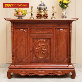 Tủ Thờ Gỗ Hương Đá Vuông Chạm Chữ Phúc 1m53 Đẹp Giá Rẻ