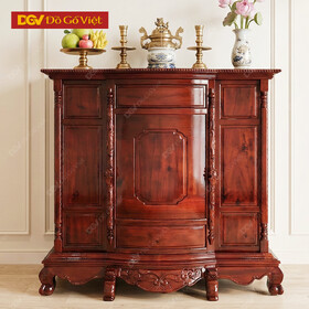 Tủ Thờ Gõ Tràm Bụng Phệ Trơn 1m47 Đẹp Giá Rẻ
