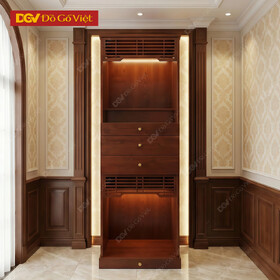 Tủ Thờ Hiện Đại Gỗ Veneer Sồi Dáng Cao Phối Ngăn Kéo Lưu trữ