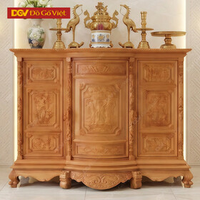 Tủ Thờ Phệ Gõ Đỏ Chạm Phúc Lộc Thọ Đẹp Giá Rẻ