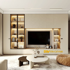 Tủ Tivi Kèm Tủ Trang Trí Phòng Khách Cánh Kính Đẹp