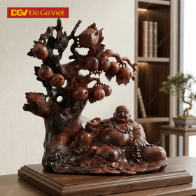 Tượng Di Lặc Ngồi Gốc Đào Phong Thủy Gỗ Hương Việt Đẹp