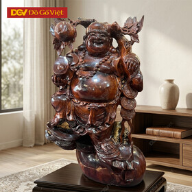 Tượng Phật Di Lặc Vác Cành Đào Gỗ Cẩm Lai Đại Tài Đại...