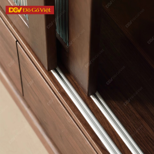 Tủ Quần Áo Gỗ Óc Chó 3 Cánh Phối Kính Gân Mờ Hiện Đại
