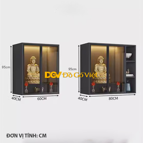 Tủ Thờ Gắn Tường Gỗ MDF Tối Ưu Không Gian Màu Trắng